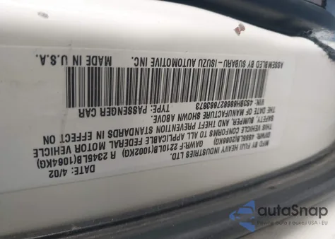 2002 Subaru Outback Limited z USA, uszkodzony, nr VIN 4S3BH686827663873